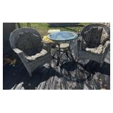 Wicker Chairs and Stand w/ Glass Top