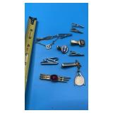 Vtg tie clasps, clips, and bars, includes Swank