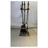 Brass fireplace tool set