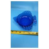 Vintage Cobalt Blue Fish With Fins Bowl Ashtray