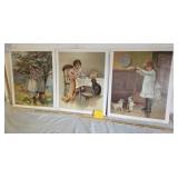 3 Prints Mounted On Foam Board 'Little Shepards' '