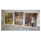 3 Prints Mounted On Foam Board 'The Picnic', Good