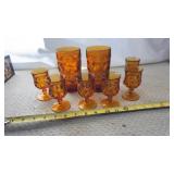 6-Mini Indiana Glass Company amber goblets &