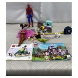 Vtg Toys-Spider-Man figure, a pink-haired doll,