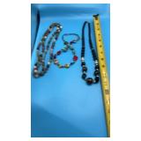 Vtg multi-color stone beaded necklaces