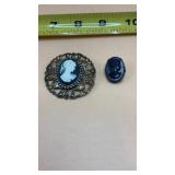 Black cameo mourning brooch, Kats Creations