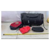 Black heavy-duty motorcycle sissy bar bag,