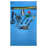 Skeleton Keys, Keychains, plastic ring sizer set,