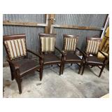 4 Upholstered Wooden Dining Chairs on Wood
