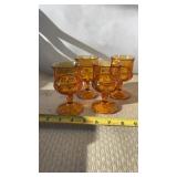 Indiana Glass Company small Amber goblets in the