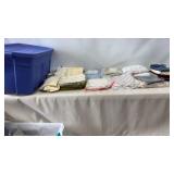 Tote w lid full of Sheet Sets, Pillow cases and