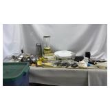 Tote w lid of Cooking Utensils, Small Appliances