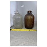 Antique Vntage Brown Whiskey Brown Glass Jug,