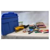 Tote w lid of Scissors, Toys, Electric Shavers,