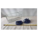 Childï¿½s Dinner set and metal Basket