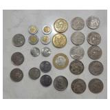 Collection of Mexican pesos of different values