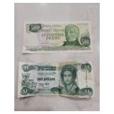 collectible one dollar banknote from the Bahamas,