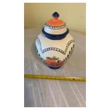 hand-painted ceramic biscotti cookie jar with a