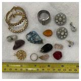 Loose stones, baby ring, and other costume