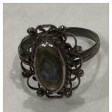 vintage sterling silver ring with abalone shell