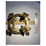 vintage brass four-candle poinsettia wreath