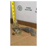 Vintage clear, glass, bunny, pistol, and squirrel