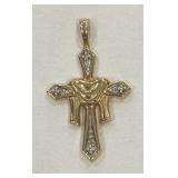 10 karat gold cross with diamonds 2.06g