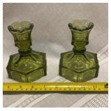 vintage Fostoria Coin Glass candlestick holders