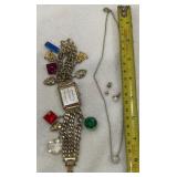 Xanadu jeweled watch, and other costume jewelry