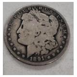 1891 O Morgan Silver dollar