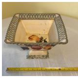 vintage Italian art pottery footed serving bowl