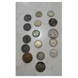 Assorted silver coins from various countries