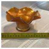 vintage Fenton marigold carnival glass ruffled