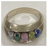 10 kt gold vintage 'mother's ring' with five