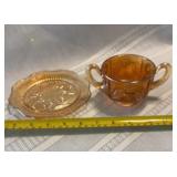 vintage marigold carnival glass apple panel open