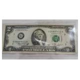 United States $2 bill, specifically a 1976 Series