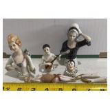 antique and vintage German porcelain half-dolls,