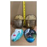 Face mask, room, decor, brass planter room, decor