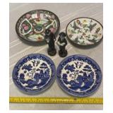 Collection of Japanese figurines and bowls