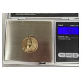 vintage-style circular Virgin Mary pendant Gold