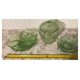 collection of green depression-era glass,