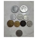 European coins from France, Italy, Belgium