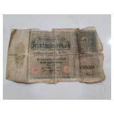 10,000 Mark banknote issued by the Reichsbank in