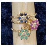 Sterling silver and diamond tulip rings