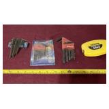 Hex key sets and 100 foot Stanley tape measure.