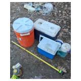 Coolers and water jug.