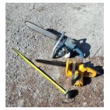 OlderHomelite chainsaw and electric Lumberjack