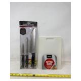 New Farberware knife set and cutting board.