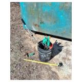 Measuring wheel, flags and bucket