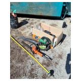 Featherlite gas blower and 16 inch trimmers.